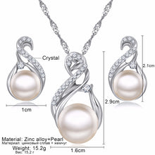 Load image into Gallery viewer, Jewelry Sets Wedding Silver Color Earrings Simulated Pearl Jewelry Set Women Necklace Set