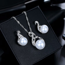 Load image into Gallery viewer, Jewelry Sets Wedding Silver Color Earrings Simulated Pearl Jewelry Set Women Necklace Set