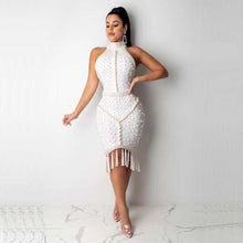 Load image into Gallery viewer, Wholesale 2020 New woman&#39;s dress Black and White Beading Backless Sexy celebrity cocktail party bandage dress