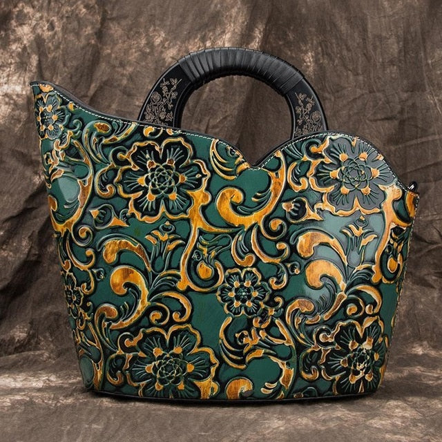 Johnature Retro Luxury Handbags Women Bags Designer 2020 New Genuine Leather Casual Tote Embossing Large Capacity Shoulder Bags