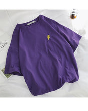 Load image into Gallery viewer, Embroidery Loose All-match t shirt summer Short Sleeve Simple T-shirts Women Kawaii Candy colors t shirt