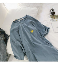 Load image into Gallery viewer, Embroidery Loose All-match t shirt summer Short Sleeve Simple T-shirts Women Kawaii Candy colors t shirt
