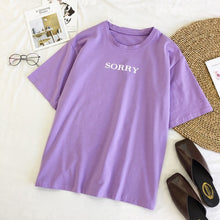 Load image into Gallery viewer, Embroidery Loose All-match t shirt summer Short Sleeve Simple T-shirts Women Kawaii Candy colors t shirt
