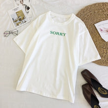 Load image into Gallery viewer, Embroidery Loose All-match t shirt summer Short Sleeve Simple T-shirts Women Kawaii Candy colors t shirt