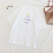 Load image into Gallery viewer, Embroidery Loose All-match t shirt summer Short Sleeve Simple T-shirts Women Kawaii Candy colors t shirt