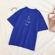 Load image into Gallery viewer, Embroidery Loose All-match t shirt summer Short Sleeve Simple T-shirts Women Kawaii Candy colors t shirt