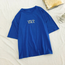 Load image into Gallery viewer, Embroidery Loose All-match t shirt summer Short Sleeve Simple T-shirts Women Kawaii Candy colors t shirt