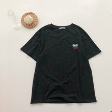 Load image into Gallery viewer, Embroidery Loose All-match t shirt summer Short Sleeve Simple T-shirts Women Kawaii Candy colors t shirt