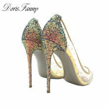 Load image into Gallery viewer, Crystals women shoes high heels sexy stilettos glitter shoes high heels pumps 12cm