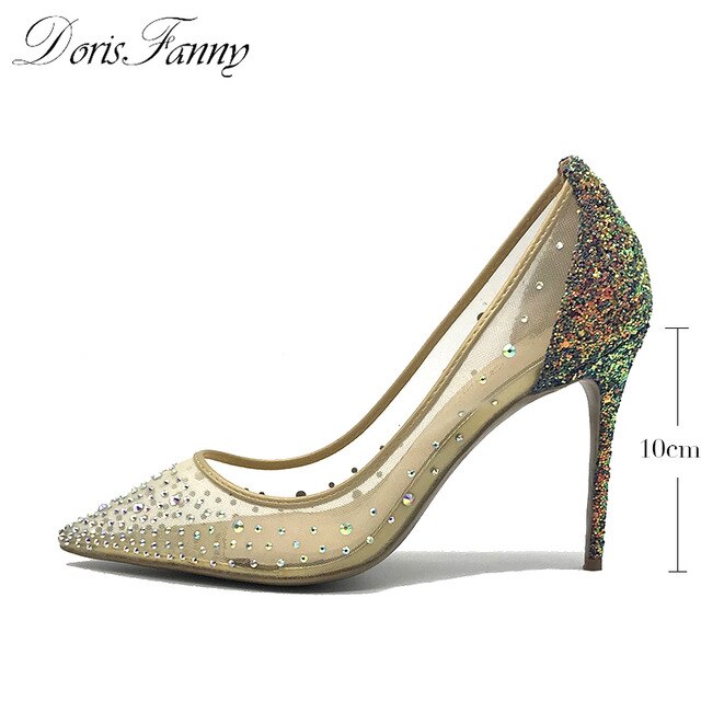 Crystals women shoes high heels sexy stilettos glitter shoes high heels pumps 12cm