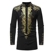 Load image into Gallery viewer, Men Dashiki Long Sleeve Mandarin Collar Dress Shirt  African Clothing Fashion