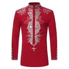 Load image into Gallery viewer, Men Dashiki Long Sleeve Mandarin Collar Dress Shirt  African Clothing Fashion