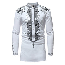 Load image into Gallery viewer, Men Dashiki Long Sleeve Mandarin Collar Dress Shirt  African Clothing Fashion