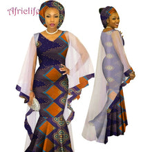 Load image into Gallery viewer, WY4624 Newest African Traditional Ethnic Style Women Clothing Ankara African Print Fashion Dresses March Headwrap