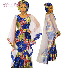 Load image into Gallery viewer, WY4624 Newest African Traditional Ethnic Style Women Clothing Ankara African Print Fashion Dresses March Headwrap