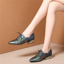 Load image into Gallery viewer, Women Genuine Leather Mixed Color High Heels Party Shoes Office Ladies