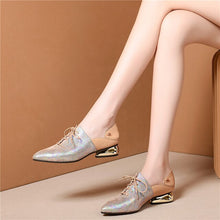 Load image into Gallery viewer, Women Genuine Leather Mixed Color High Heels Party Shoes Office Ladies