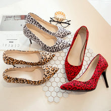 Load image into Gallery viewer, Handmade leopard print high heels pointed toe stilettos extreme thin heel shoe