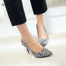 Load image into Gallery viewer, Handmade leopard print high heels pointed toe stilettos extreme thin heel shoe