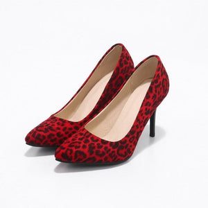 Handmade leopard print high heels pointed toe stilettos extreme thin heel shoe