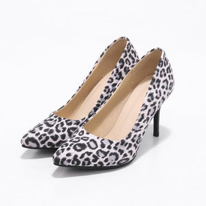 Handmade leopard print high heels pointed toe stilettos extreme thin heel shoe