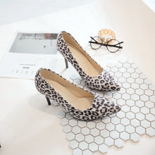 Load image into Gallery viewer, Handmade leopard print high heels pointed toe stilettos extreme thin heel shoe