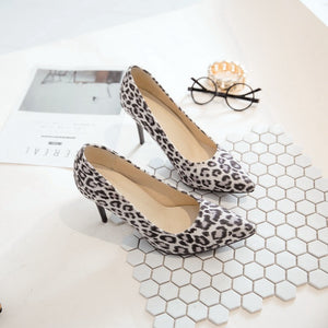 Handmade leopard print high heels pointed toe stilettos extreme thin heel shoe