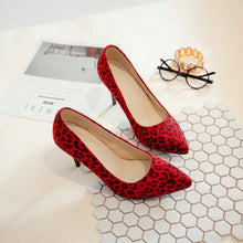 Load image into Gallery viewer, Handmade leopard print high heels pointed toe stilettos extreme thin heel shoe