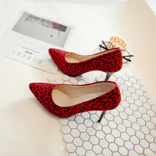 Load image into Gallery viewer, Handmade leopard print high heels pointed toe stilettos extreme thin heel shoe