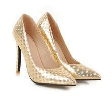 Load image into Gallery viewer, Women Pumps Embossing Pattern Wedding Casual 10.5cm Thin Heel Pointed Toe Shallow Shoes