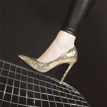 Load image into Gallery viewer, Women Pumps Embossing Pattern Wedding Casual 10.5cm Thin Heel Pointed Toe Shallow Shoes