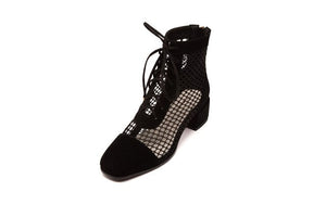 Women Pumps Spring Summer Lace Up Back Zipper Round Toe Leather Party Shoes Nigh Club Shoes Woman