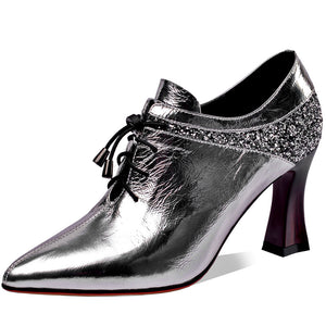 Women Spring Autumn Cross Tied Genuine Leather Basic Office Party Shoes Woman