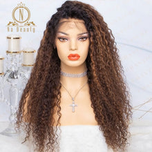 Load image into Gallery viewer, 180 Density Blonde Highlight Wig HD Transparent Lace Wig Peruvian Curly Ombre Colored 13x6 Lace Front Human Hair Wigs Na beauty