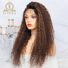 Load image into Gallery viewer, 180 Density Blonde Highlight Wig HD Transparent Lace Wig Peruvian Curly Ombre Colored 13x6 Lace Front Human Hair Wigs Na beauty