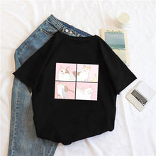 Load image into Gallery viewer, Ladies cartoon Short Sleeve cat Tee casual short tops