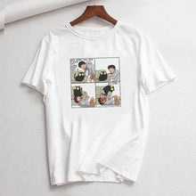 Load image into Gallery viewer, Ladies cartoon Short Sleeve cat Tee casual short tops