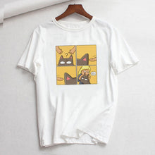 Load image into Gallery viewer, Ladies cartoon Short Sleeve cat Tee casual short tops