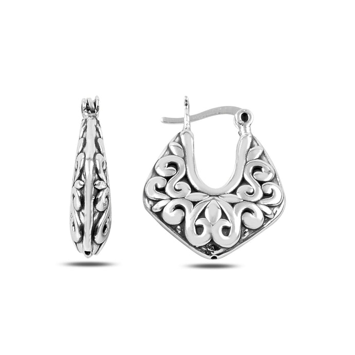 Silver 925 Sterling Patterned Bag Earrings