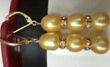 Load image into Gallery viewer, Pair of 11-13mm South Sea Gold Pearl Dangle Earring 14/20 gold hook