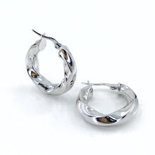 Load image into Gallery viewer, Thick Auger Italian Hollow Light Weight Showy Silver Ring Earrings