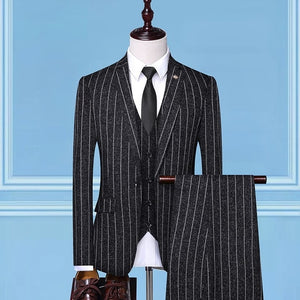 Men luxury tuxedo 3 piece wedding suits for men striped dress man suit