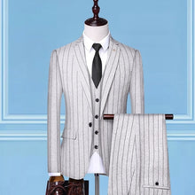 Load image into Gallery viewer, Men luxury tuxedo 3 piece wedding suits for men striped dress man suit