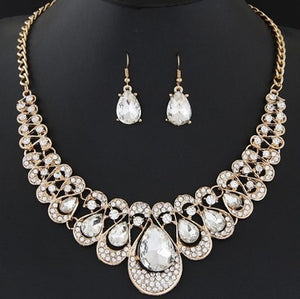 Women Pendant Necklace Earring Set Cuban long  Chain