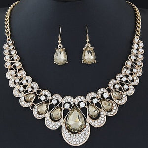 Women Pendant Necklace Earring Set Cuban long  Chain