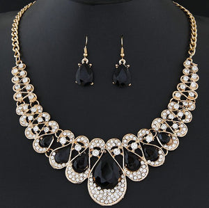 Women Pendant Necklace Earring Set Cuban long  Chain