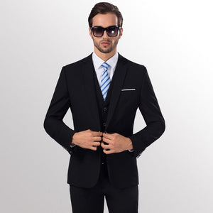 Bridalaf fair Black Formal Men Suit Slim Fit Mens Suits Bespoke Groom Tuxedo Blazer for Wedding Prom Jacket Pants 2Pcs