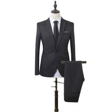 Load image into Gallery viewer, Bridalaf fair Black Formal Men Suit Slim Fit Mens Suits Bespoke Groom Tuxedo Blazer for Wedding Prom Jacket Pants 2Pcs