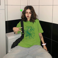 Load image into Gallery viewer, Fun Dragon Women T-shirt short sleeve clothes vegan Cotton