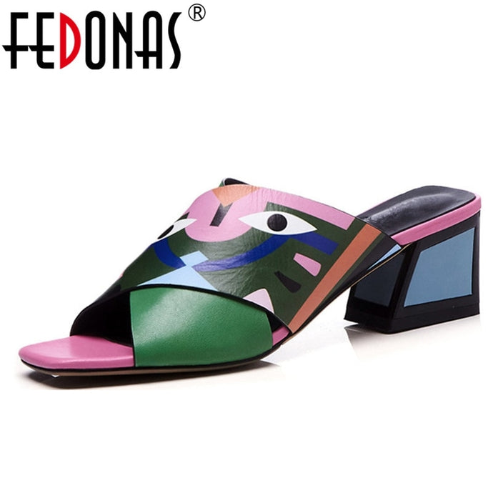 FEDONAS Sexy Women High Heels Pumps Fashion Prints Party Wedding Shoes Woman Comfort Quality PU Leather Summer Sandals Pumps